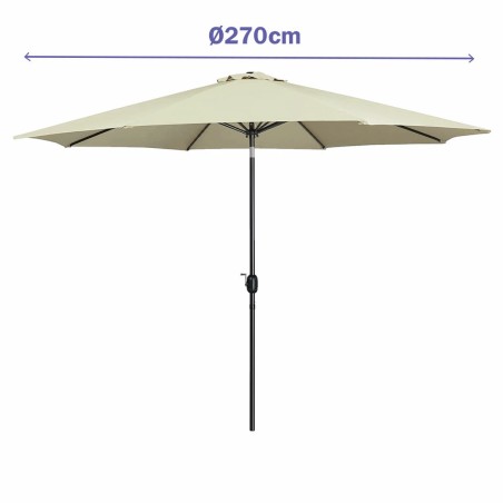 Marbueno Sonnenschirm Stahl 8 Streben D270 cm Polyester Beige Garten 1