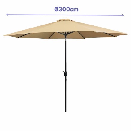 Marbueno Parasol Acero 8 Varillas D300 cm Poliéster Marrón Jardín, 2