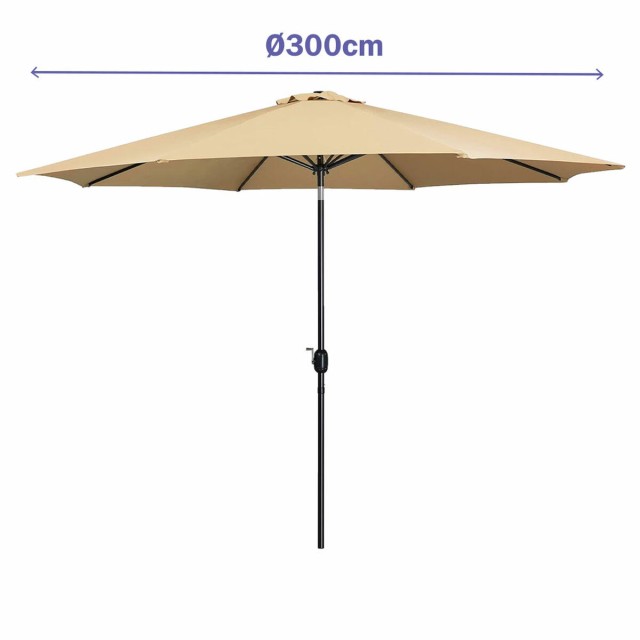 Marbueno Ombrellone Acciaio 8 Stecche D300 cm Poliestere Marrone Giard