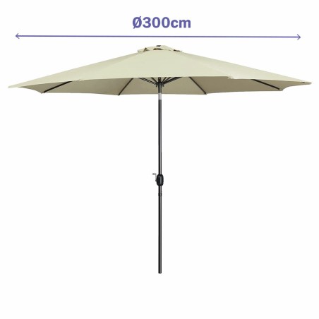 Marbueno Sonnenschirm Stahl 8 Streben D300 cm Polyester Beige Garten,