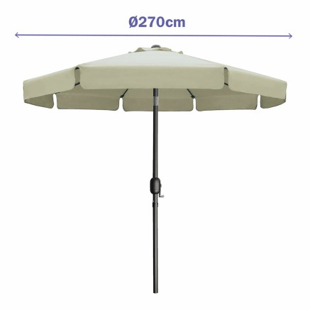 Marbueno Parasol Acero 8 Varillas D270 cm Poliéster Beige Jardín, Pi 2
