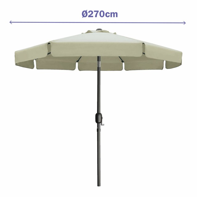 Marbueno Ombrellone Acciaio 8 Stecche D270 cm Poliestere Beige Giardin