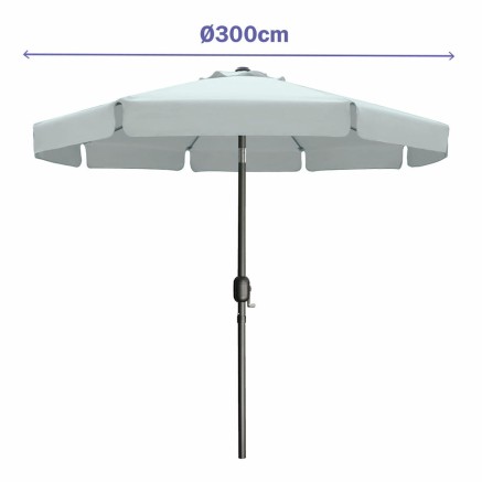 Marbueno Umbrella Steel 8 Ribs D300 cm Polyester White Garden, Pool, T 2