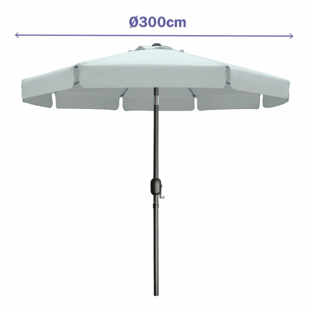Marbueno Parasol Acier 8 Baguettes D300 cm Polyester Blanc Jardin Pisc