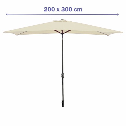 Marbueno Parasol Acier 8 Brins 200x300 cm Polyester Beige Jardin, Pisc 2