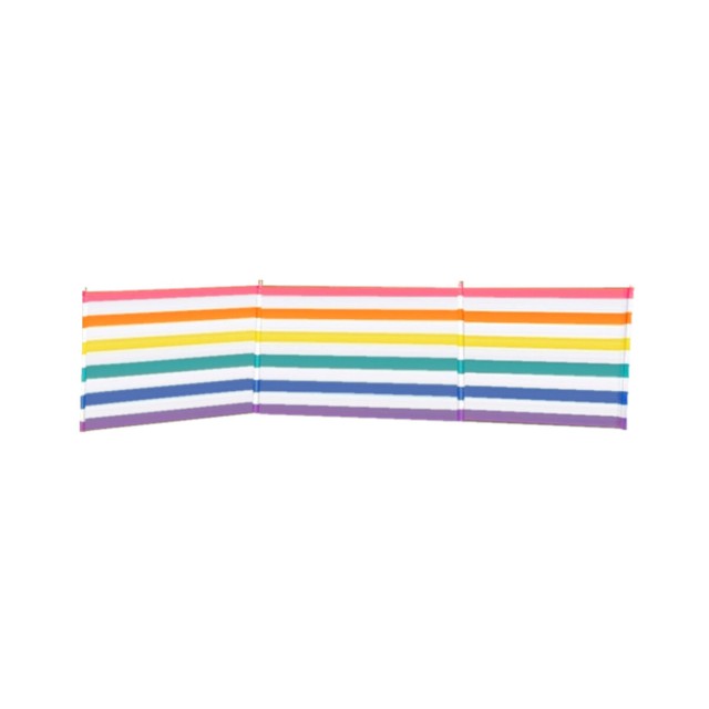 Paravent 4 Poteaux Acier Polyester Rayures Couleurs 360X80 cm Plage, P