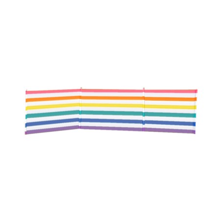 Paravent 4 Poteaux Acier Polyester Rayures Couleurs 360X80 cm Plage, P