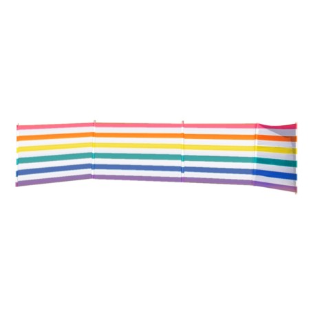 Paravent 5 Poteaux Acier Polyester Rayures Couleurs 480X80 cm Plage, P