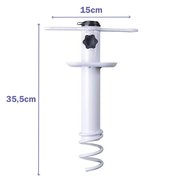 Marbueno Pincho Parasol Succion Acero Blanco 35,5x15x6 cm Playa y Jard