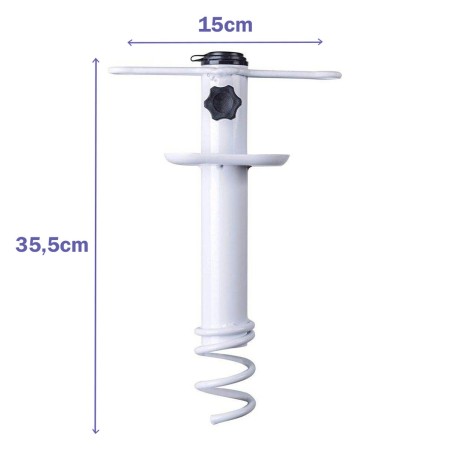 Marbueno Parasol Succion Acier Blanc 35,5x15x6 cm Plage et Jardin 1050