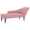 Chaise longue avec coussins rose velours