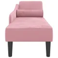 Chaise longue avec coussins rose velours
