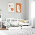 Lit de jour et tiroirs sans matelas blanc 90x190 cm bois massif