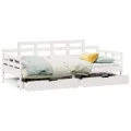 Lit de jour et tiroirs sans matelas blanc 90x190 cm bois massif