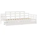 Lit de jour et tiroirs sans matelas blanc 90x190 cm bois massif