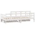 Lit de jour et tiroirs sans matelas blanc 90x190 cm bois massif