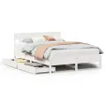 Cadre de lit sans matelas blanc 135x190 cm bois de pin massif