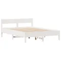 Cadre de lit sans matelas blanc 135x190 cm bois de pin massif