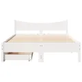 Cadre de lit avec tiroirs blanc 140x190 cm bois de pin massif