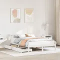 Cadre de lit sans matelas blanc 140x190 cm bois de pin massif