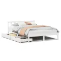 Cadre de lit sans matelas blanc 140x190 cm bois de pin massif