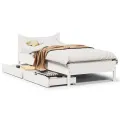 Cadre de lit avec tiroirs blanc 75x190 cm bois de pin massif