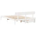 Cadre de lit sans matelas blanc 140x190 cm bois de pin massif
