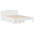 Cadre de lit sans matelas blanc 135x190 cm bois de pin massif