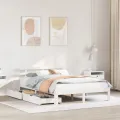 Cadre de lit avec tiroirs sans matelas blanc 160x200 cm