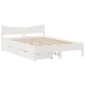 Cadre de lit avec tiroirs blanc 120x190 cm bois pin massif