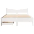 Cadre de lit avec tiroirs blanc 120x190 cm bois pin massif