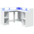 Bureau avec lumières LED blanc 130x130x91 cm bois d'ingénierie