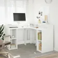 Bureau avec lumières LED blanc 130x130x91 cm bois d'ingénierie