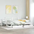 Lit de jour avec gigogne et tiroirs sans matelas blanc 80x200cm
