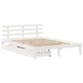 Cadre de lit avec tiroirs sans matelas blanc 135x190 cm