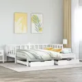 Lit de jour avec gigogne et tiroirs sans matelas blanc 90x200cm