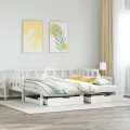 Lit de jour avec gigogne et tiroirs sans matelas blanc 90x200cm
