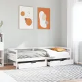 Lit de jour et tiroirs sans matelas blanc 90x200 cm bois massif