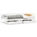 Lit de jour et tiroirs sans matelas blanc 90x200 cm bois massif