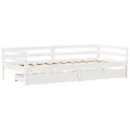 Lit de jour et tiroirs sans matelas blanc 90x200 cm bois massif