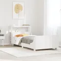 Cadre de lit sans matelas blanc 75x190 cm bois de pin massif