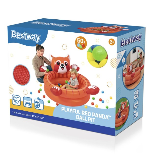 Bestway Piscine à Boules Gonflable Panda 107x94x58 cm +2 Ans Intérie