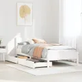 Cadre de lit sans matelas blanc 90x200 cm bois de pin massif