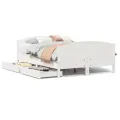 Cadre de lit sans matelas blanc 120x200 cm bois de pin massif