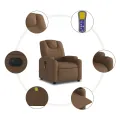 Fauteuil inclinable de massage électrique marron tissu