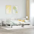 Lit de jour avec gigogne et tiroirs sans matelas blanc 90x190cm