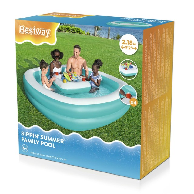 Bestway Piscina Hinchable Infantil 2 Camaras Family Mesa Flotante 218x