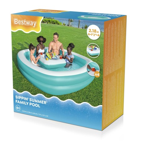 Bestway Inflatable Kids Pool 2 Chambers Family Floating Table 218x218x