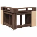 Bureau et lumières LED chêne marron bois d'ingénierie