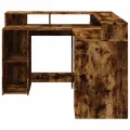 Bureau et lumières LED chêne fumé 130x130x91cm bois ingénierie